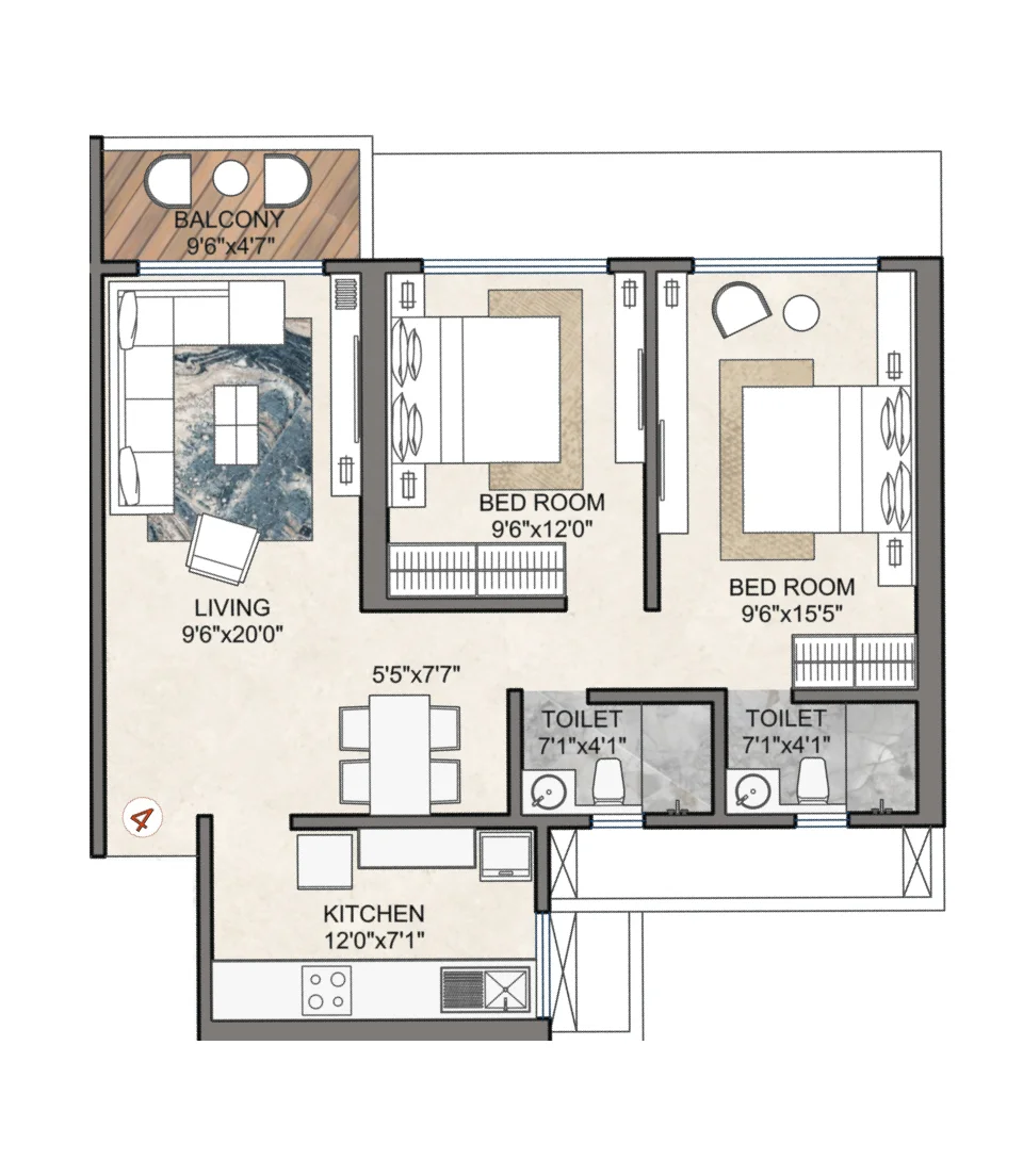 DGS Sheetal Sky Codeword Rich Living Lokhandwala 2BHK