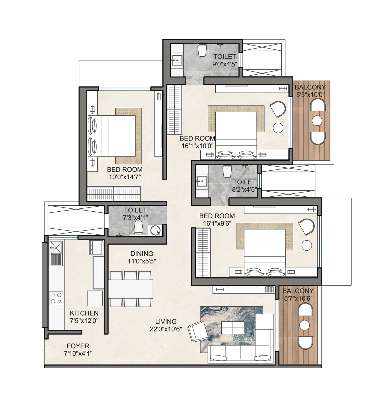 DGS Sheetal Sky Codeword Rich Living Lokhandwala 3BHK